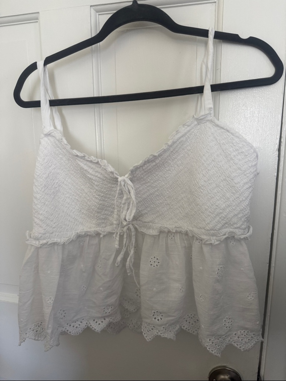 American Eagle Outfitters White Eyelet Babydoll Tank Top